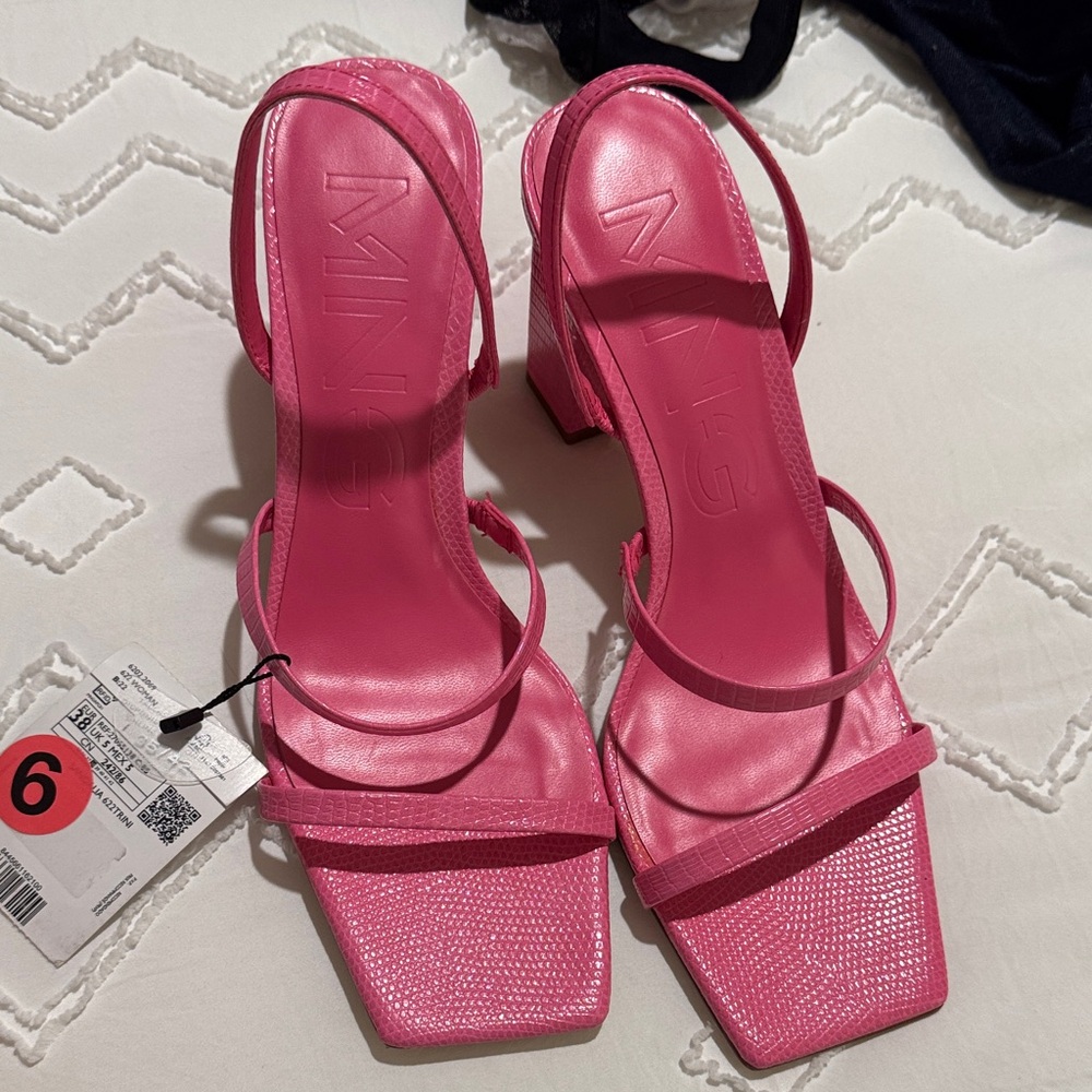 Mango Vibrant Pink Heeled Sandals